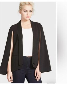 Setre Black Cape Blazer - Sleek Open Front Jacket